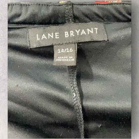 Lane Bryant Plus Size 14-16 Floral Metallic Peasant Blouse Sheer Ruffle Neck - Picture 5 of 6